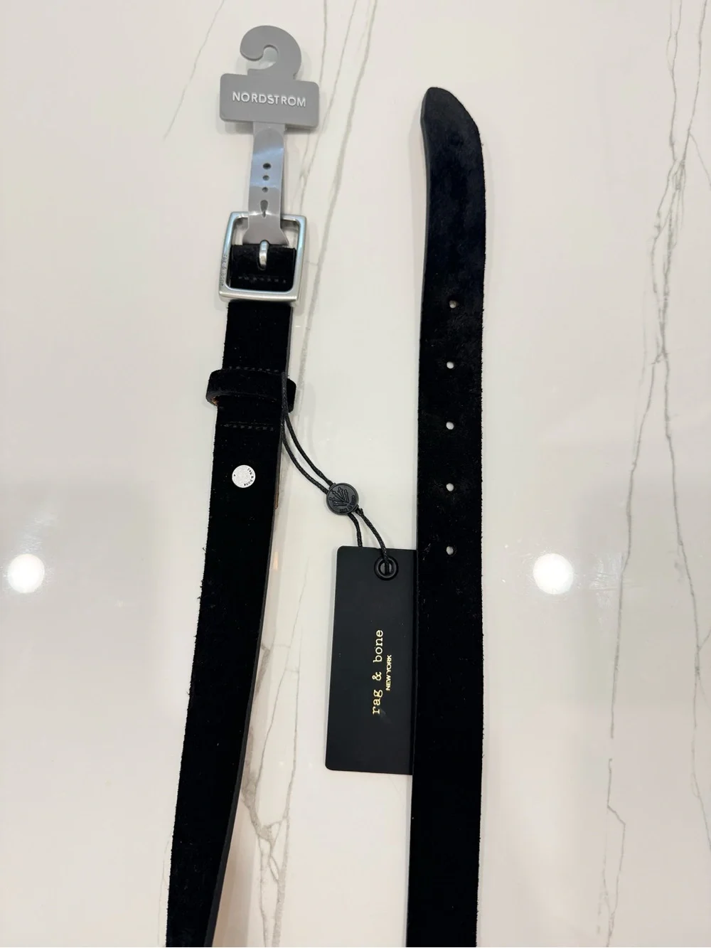 rag & bone Black Suede Leather Belt NWT